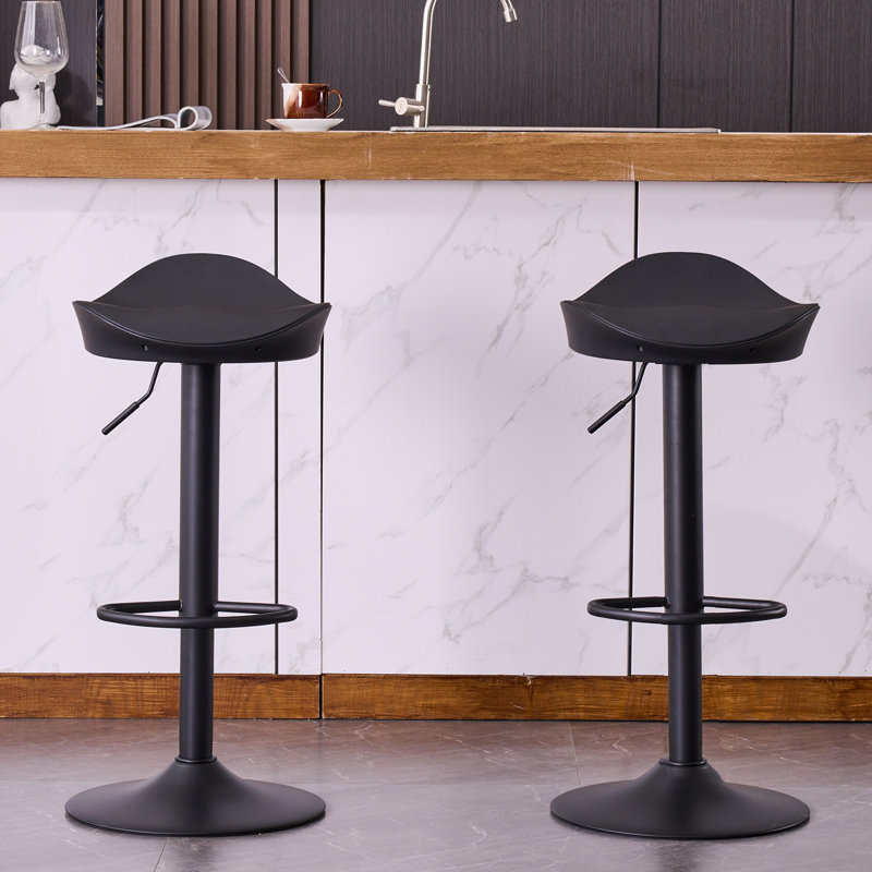 Swivel Adjustable Height Counter Stool with Metal Frame, Black