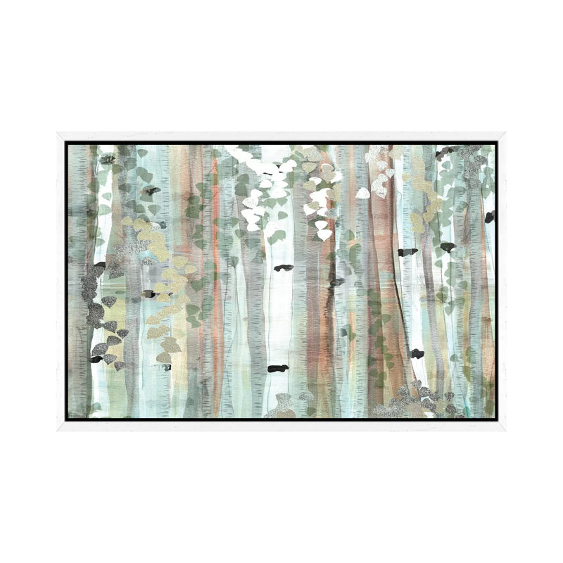 Spring Birch Meadow by Susan Jill - Painting on Canvas, 45.72cm H x 66.04cm W x 3.81cm D, White Floater Framed