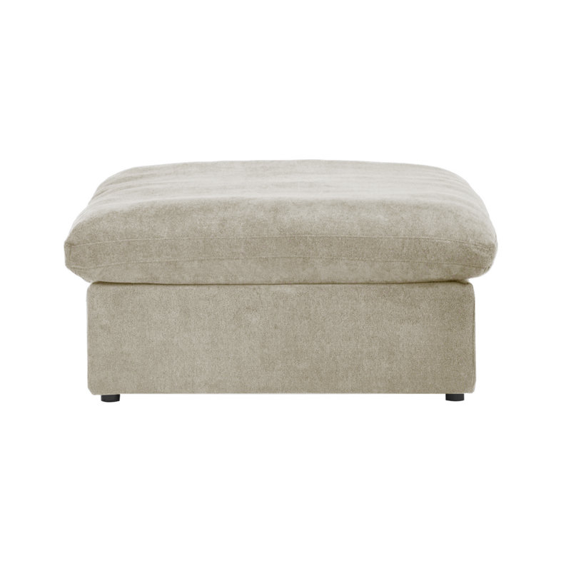 Kenda 40.15" Upholstered Slipcovered Ottoman, Khaki