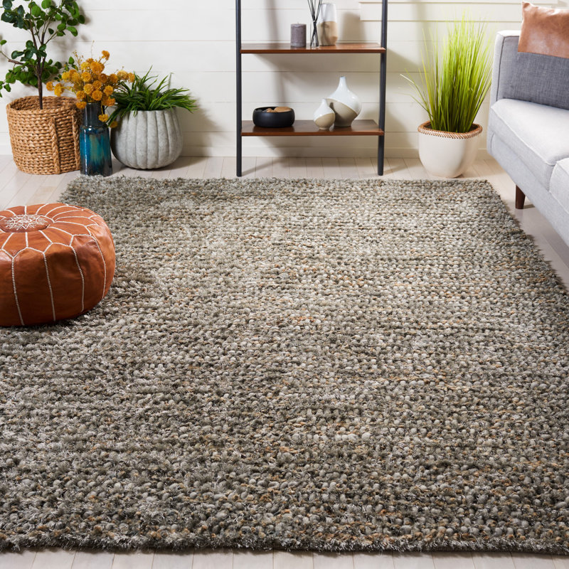 Tapis gris tissé à plat à la main Delane, Rectangle 8 pi x 10 pi