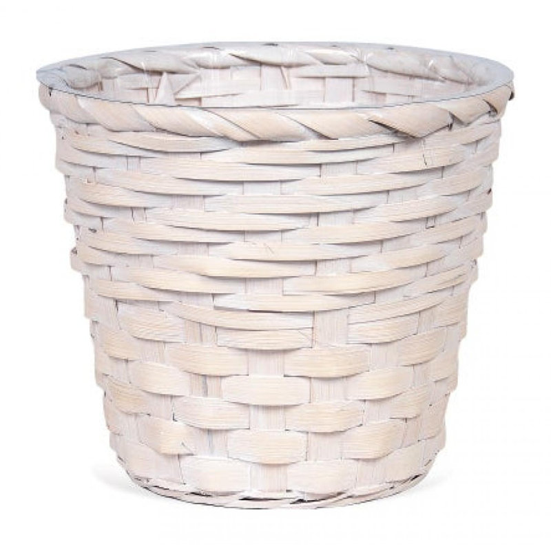 Panier en osier blanc délavé