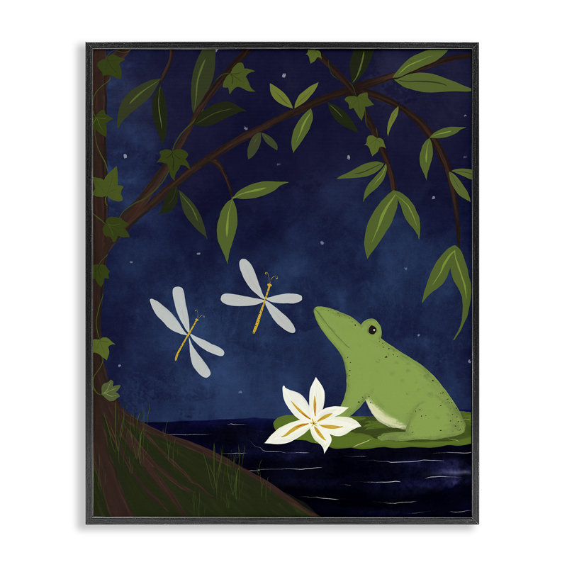 Grenouille dans la forêt de nuit, estampe numérique par Michelle Ingari Designs, H 14 po x l 11 po