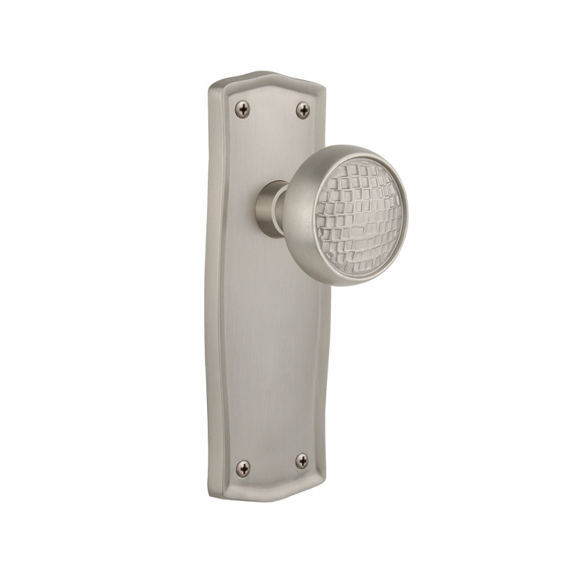 Prairie Plate with Craftsman Door Knob, Satin Nickel, 2 3/4