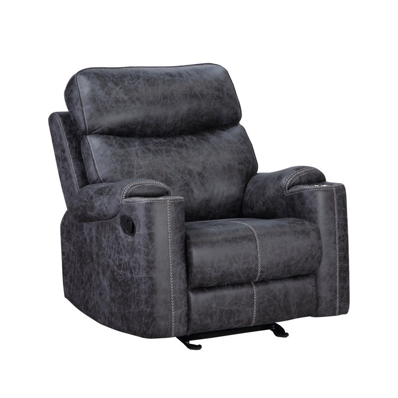 Fauteuil inclinable manuel en microfibre gris Hirah avec fonction porte-gobelet