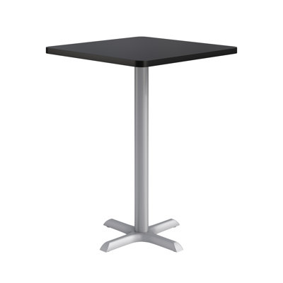 KFI Studios Proof 42" Square Pedestal Table, Grey Top, Black X-Base