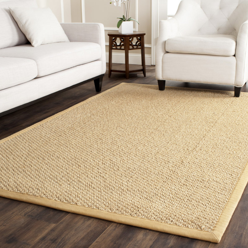 Auckland Jute/Sisal Beige/Yellow Area Rug, Rectangle 5' x 8'