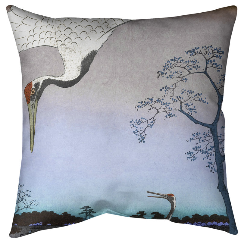 Coussin japonais, Bleu, Bourre en polyester, Faux lin