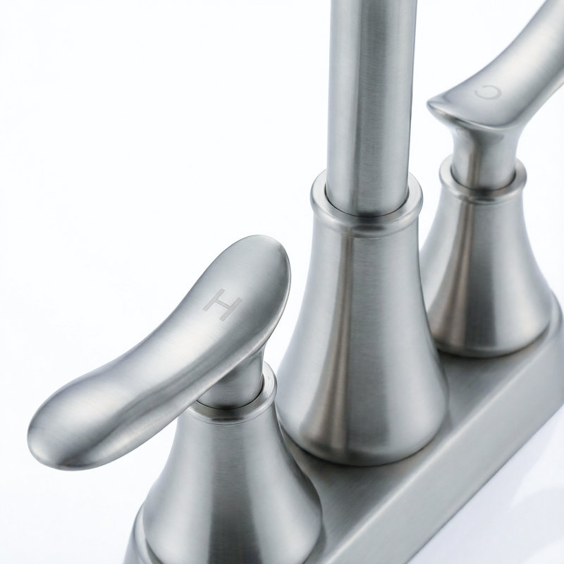 Robinet de lavabo de salle de bain à double poignée, entraxe de 4 pouces, avec bonde escamotable et conduites d'alimentation