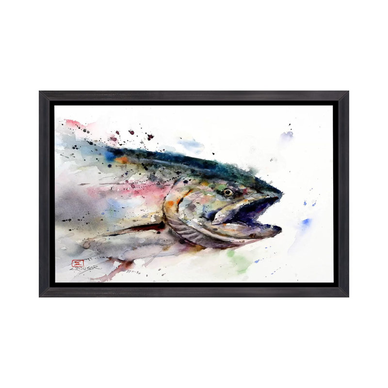 «Fish II», reproduction d'art encadrée, H 18 po x l 26 po x P 1,5 po, Cadre noir vieilli