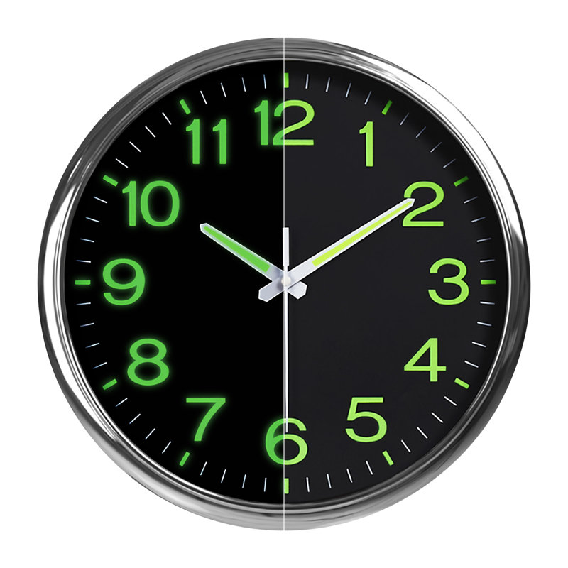 Horloge murale 12 po, Silver/Black