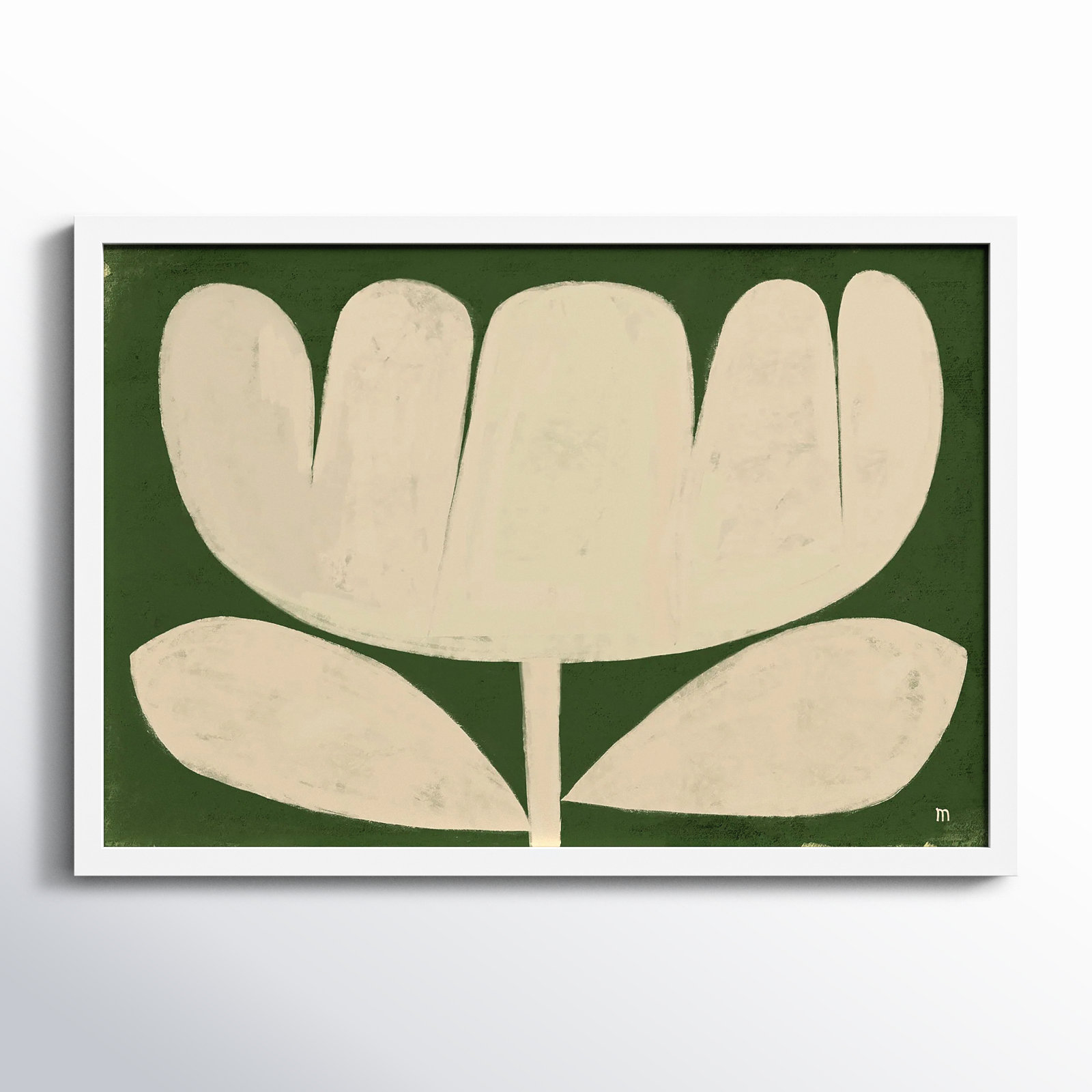 Flower On Green by StudioM, White, 17.5" H x 25" W x 1.25" D