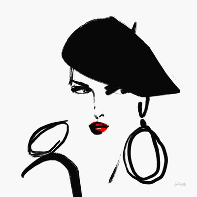 Beret and Scarf I - par Anne Tavoletti, peinture sur toile tendue