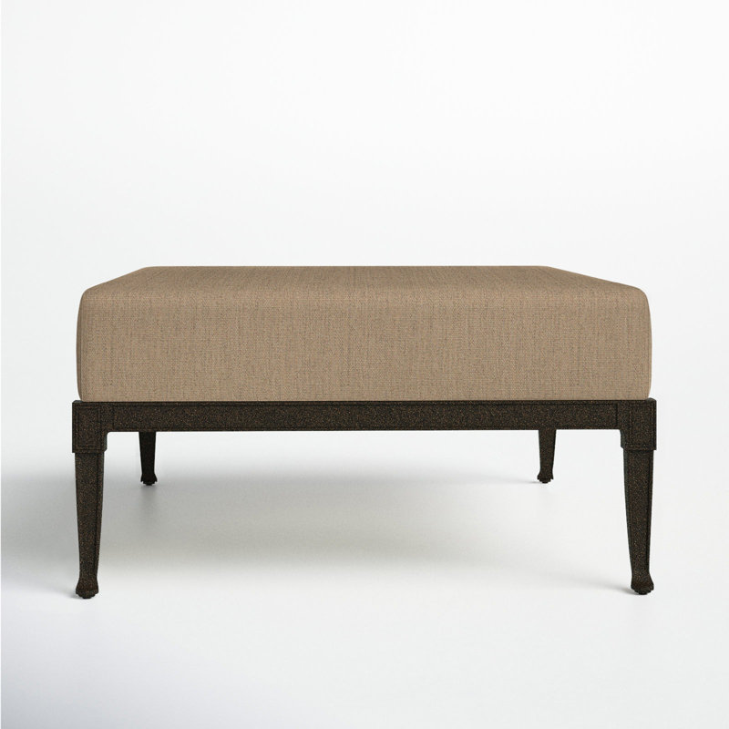 Wiltshire Outdoor Ottoman, Chestnut Brown, Canvas Heather Beige Sunbrella® Canvas