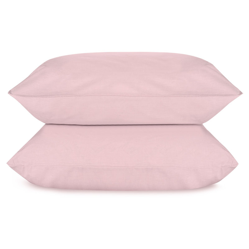 Melange Set of Two Pillow Cases 200TC, Queen Pillowcase Pack, Blush