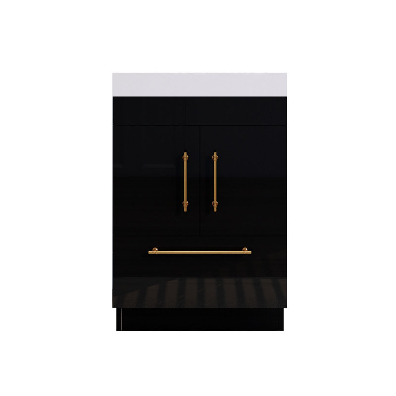 Ensemble de meuble-lavabo simple 24 po Luberisse Spring, Noir lustré