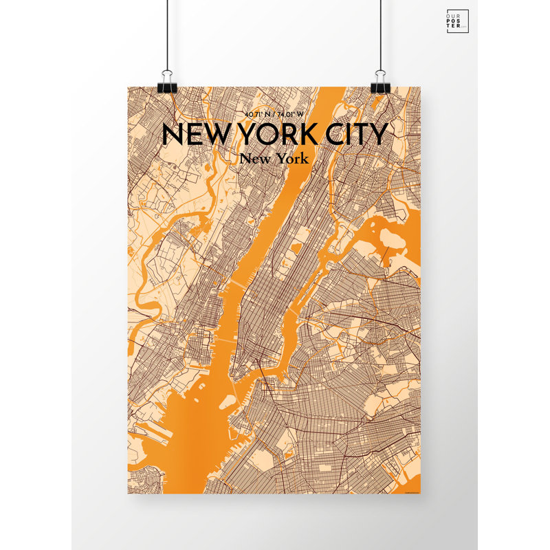 New York City City Map - No Frame Print, 50.8cm H x 40.6cm W x 0.13cm D