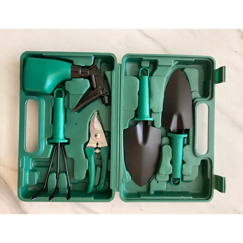 Ensemble de 5 mini outils de jardinage et boîte de transport, trousse d'outils de jardinage fourre-tout