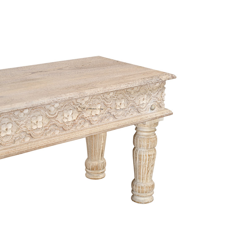 Banc en bois Aarohi, Blanc sable, 58" W