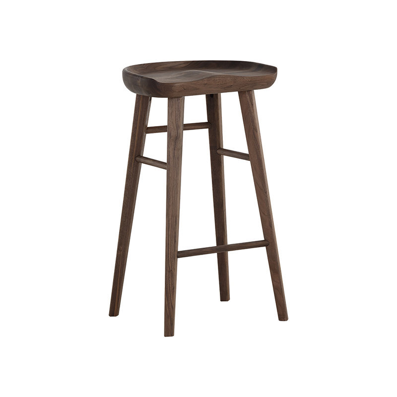 Dominic Upholstered Stool, Counter Stool (26.5" Seat Height), Walnut