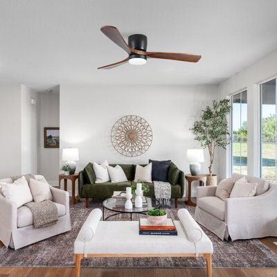 Ventilateur de plafond standard à 3 pales à DEL avec télécommande et ensemble d'éclairage pour le salon