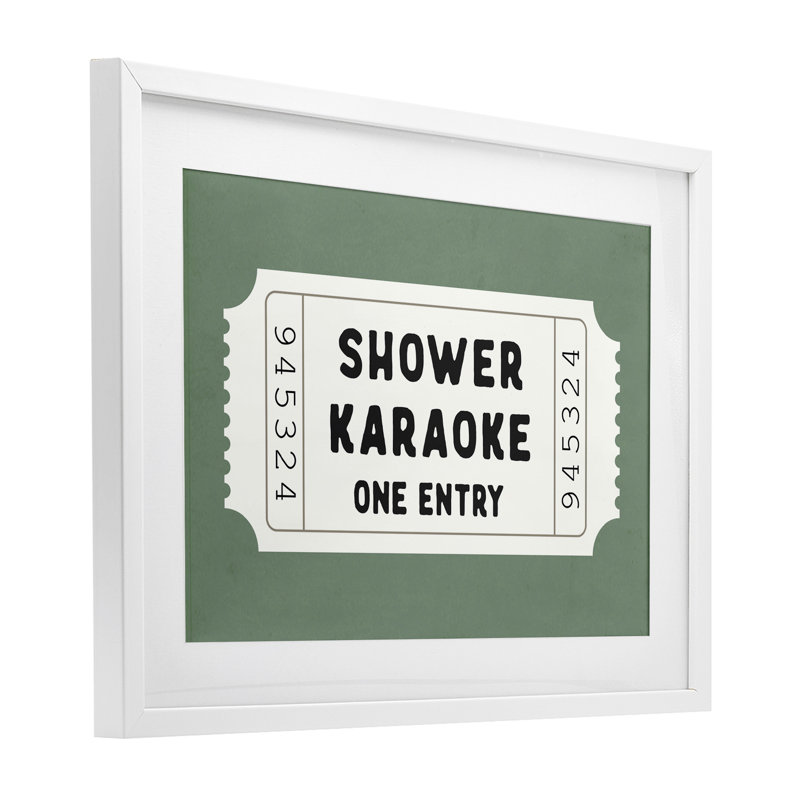 «Shower Karaoke Voucher», reproduction encadrée sous verre, H 14 po x l 20 po, Cadre blanc côtier
