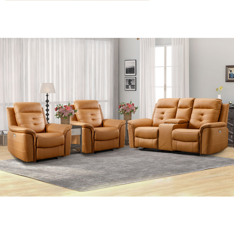 Ensemble de salon inclinable 3 pièces Alteo, Orange