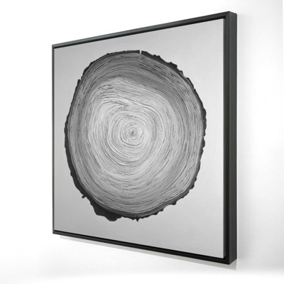 Gray Monochrome Trees Canvas - Grayscale Round Wood Log Decor