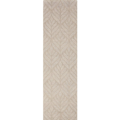 Textured Leaf Hand Loomed Beige Area Rug