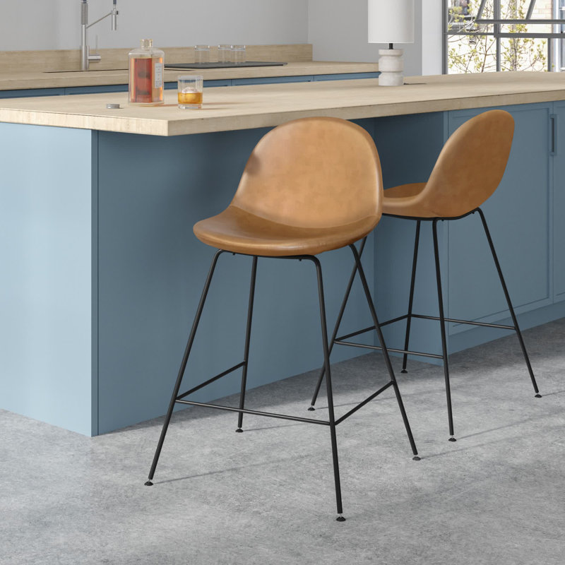 Oslo Upholstered Counter Stool with Metal Frame, Camel