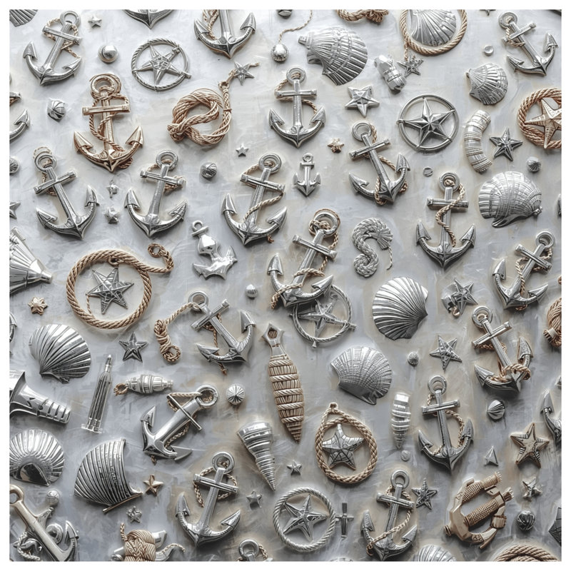 Coussins Nautical Anchors Shells, 14 X 14 pouces