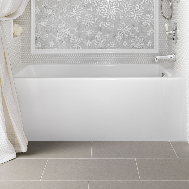 Sydney 60'' L Whirlpool Bathtub, White, Right, Satin Chrome