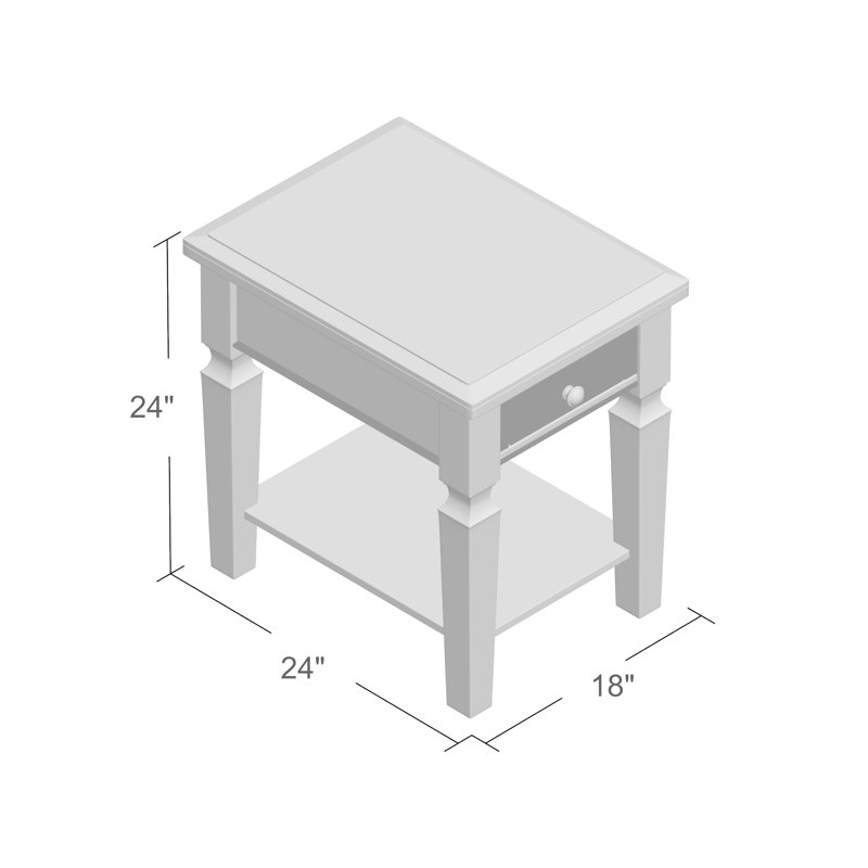 Bonas Solid Wood End Table with Storage