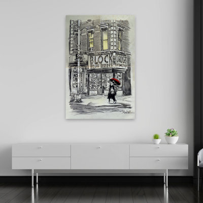 Illustration de paysage urbain rétro d'une pharmacie