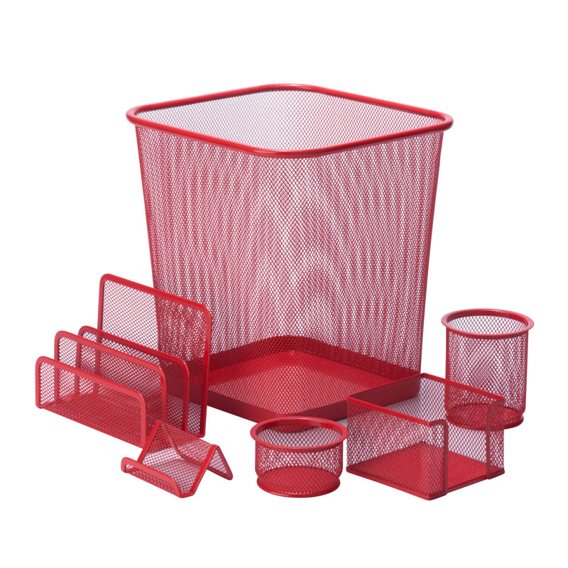 6-Piece Desk Organizer Set, Red