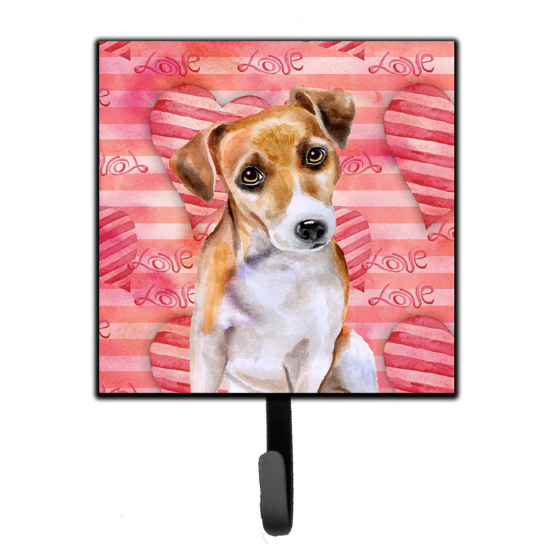 Organisateur de clés murales avec crochets clés chihuahua love Saadet, Rose / brun / noir, Jack Russell terrier