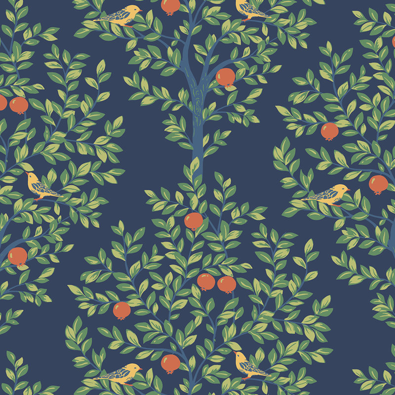 Rouleau de papier peint à peler et coller L 18 pi x l 20,9 po Coolbrook Greenery, Bleu marine / verdure