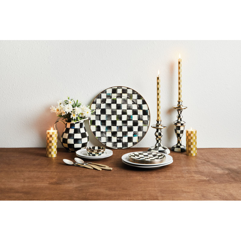 Courtly Check Medium Enamel Candlestick