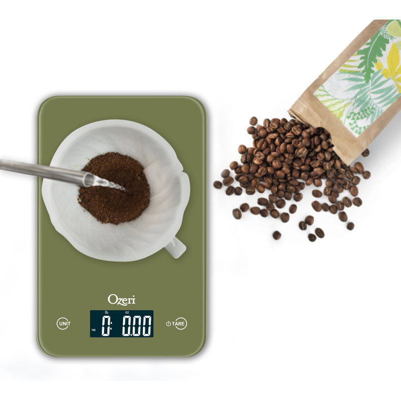 Balance de cuisine numérique Ozeri Touch (édition 12 lb) en verre trempé, Vert Calla
