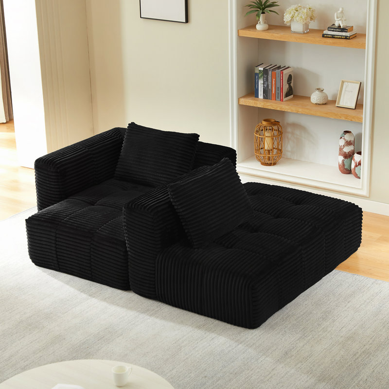 L-Shape Modular Compressed Couch, Black