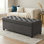 Repose-pieds de 50 po avec capitonnage et rangement pour le salon, gris foncé