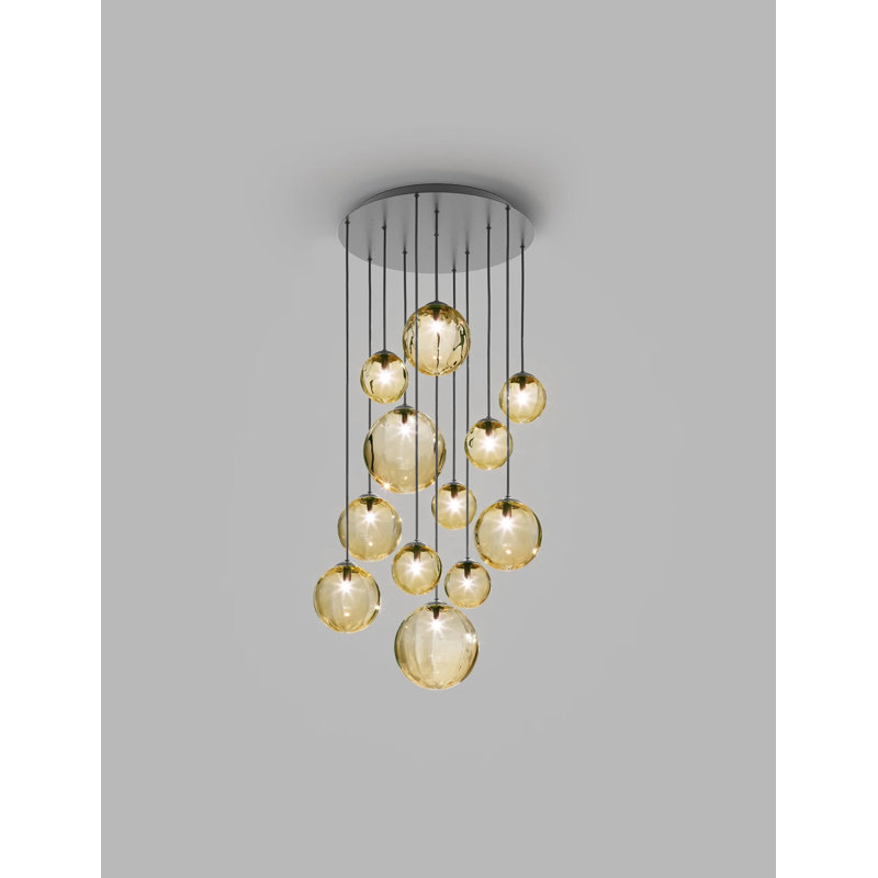 Puppet 12 - Light Pendant, Amber Transparent, Matte Black
