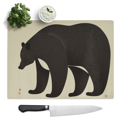 Japanese Bear  Glass Chopping Board