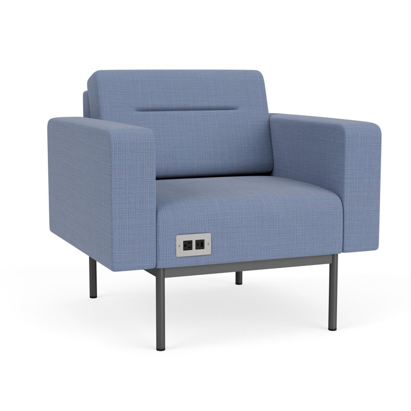 Chaise d'invité de réception Darsey, Charcoal, Chambray Light Navy, With Power