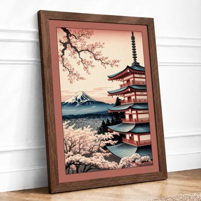 Pagoda at Dawn Japandi - Framed Print