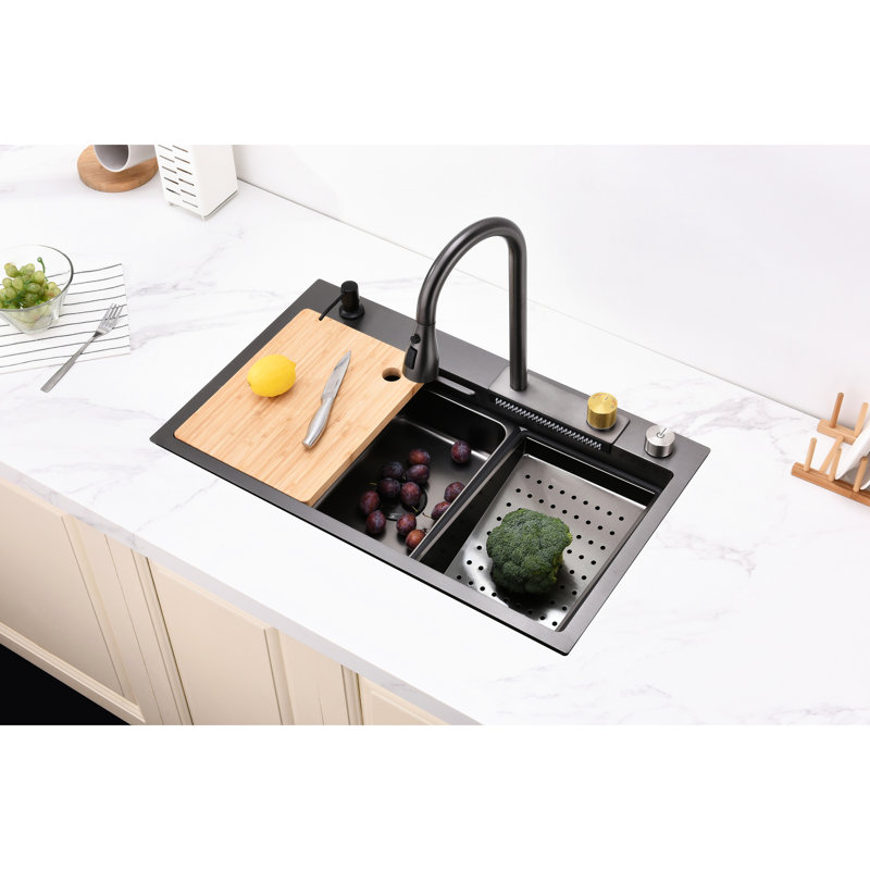 Lavabo à cascade de pluie en acier inoxydable 304 avec évier cascade Rain Fly Nano