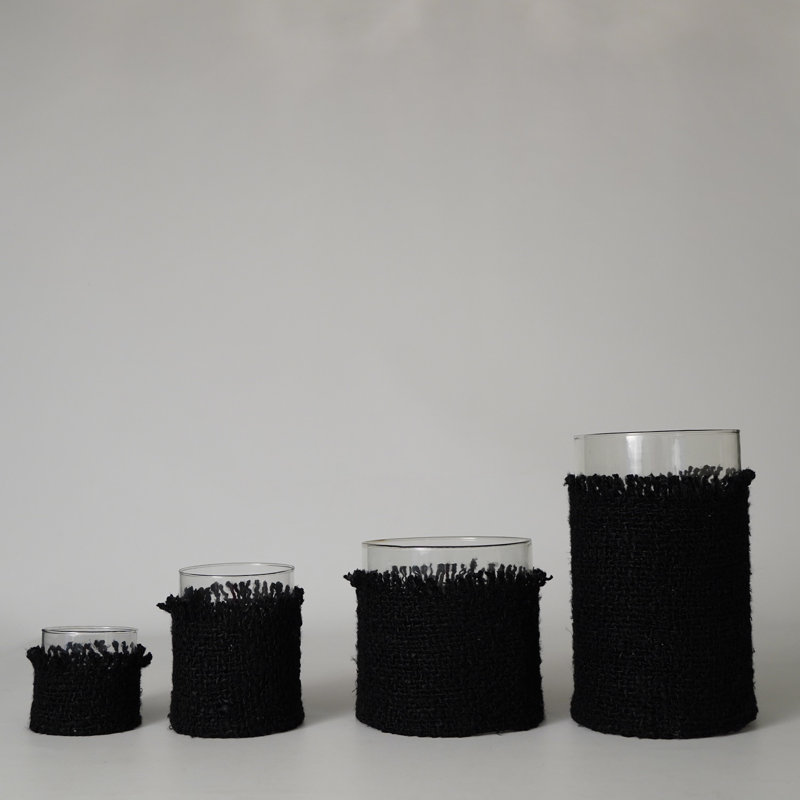 Jalin Glass Tabletop Votive Holder, Dark Gray, 5" H x 5" W