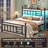 Metal Platform Bed Frame with Built-in Charging Station & LED Lights, Vintage Style Headboard and Footboard-977787670-977787659