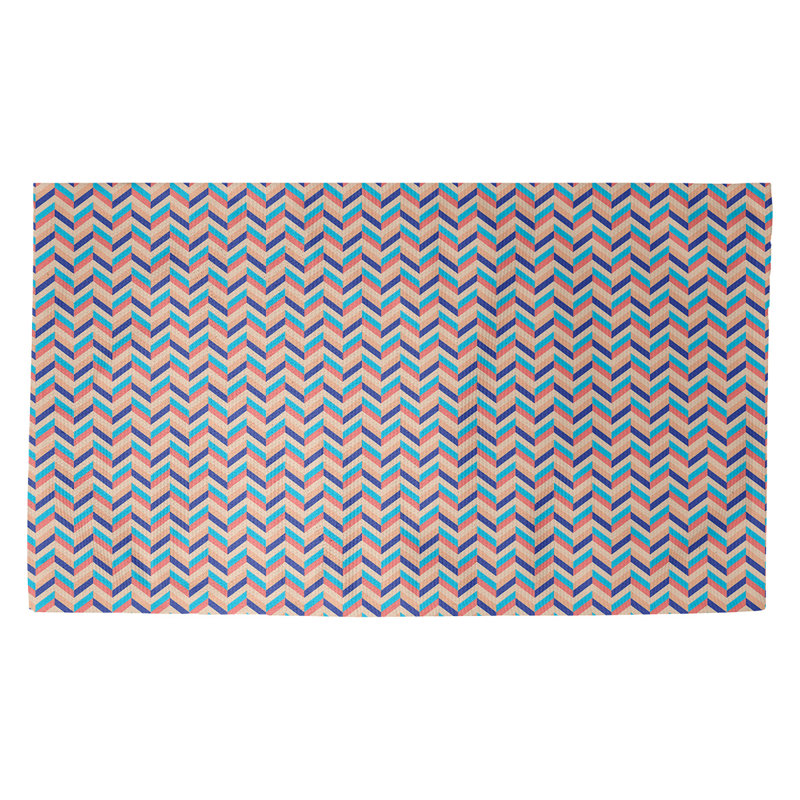 Tapis de porte à chevrons Avicia, Rectangle 5 pi 2 1/2 po x 7 pi 2 po, Orange / mauve