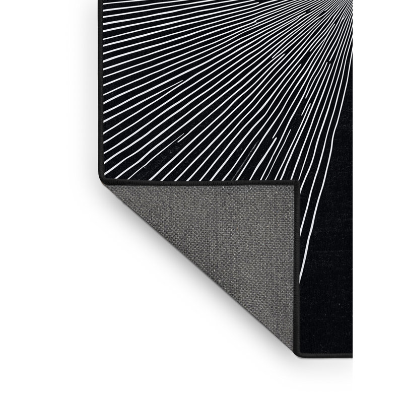 Soft Plush Evenson New Years Modern & Contemporary Abstract Area Rug in Gray – Black Binding, 8x12