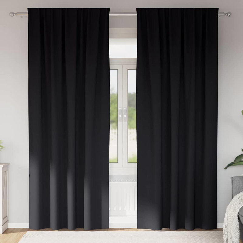 Blackout Curtain Pair, 225cm Width x 140cm Drop, Black